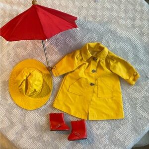 Pleasant Company Molly Umbrella, Boots, Hat & Raincoat with tags EUC